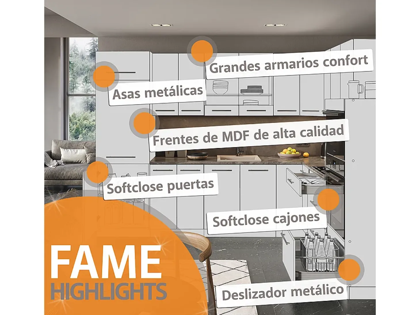 Isla de cocina roble dorado 60x30x82 fame-line