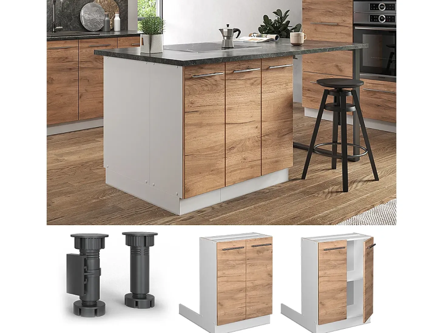 Isla de cocina roble dorado 60x30x82 fame-line