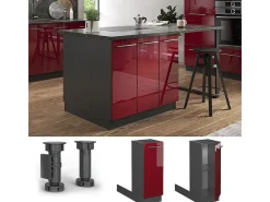 Isla de cocina rojo burdeos alto brillo 30x70x82 fame-line