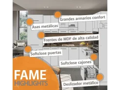 Isla de cocina rojo burdeos alto brillo 60x30x82 fame-line