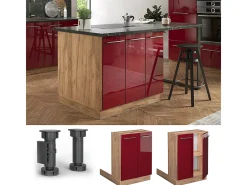Isla de cocina rojo burdeos alto brillo 60x30x82 fame-line