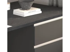 Isla de cocina Sole con 2 puertas y 2 cajones, color antracita mate/report, 160 x 90 x 90 cm