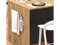 Isla de cocina Sole con 2 puertas, 2 cajones y 1 estante, color antracita mate/roble, 168 x 90 x 91 cm