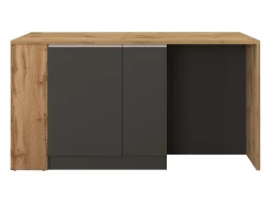 Isla de cocina Sole con 2 puertas, 2 cajones y 1 estante, color antracita mate/roble, 168 x 90 x 91 cm