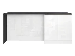Isla de cocina Sole con 4 puertas en blanco brillo y report 200x90x90 cm