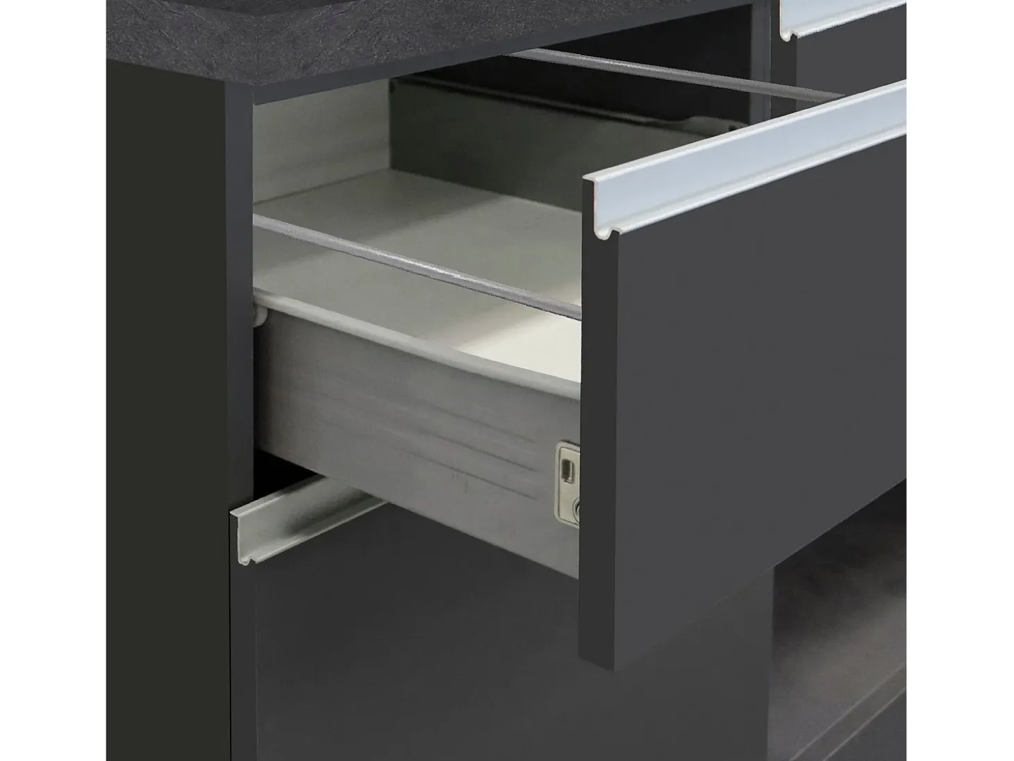 Isla de cocina Sole con 4 puertas y 4 cajones en antracita mate/report 200x90x90 cm