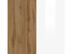 Isla de cocina Sole con 4 puertas, blanco brillo y roble, 200 x 90 x 90 cm