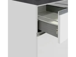 Isla de cocina Sole con 2 puertas y 2 cajones blanco brillo y report 160x90x90 cm