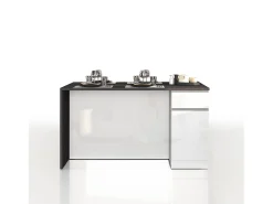 Isla de cocina Sole con 2 puertas y 2 cajones blanco brillo y report 160x90x90 cm