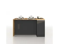 Isla de cocina Sole con 2 puertas en antracita mate/roble 160x90x90 cm