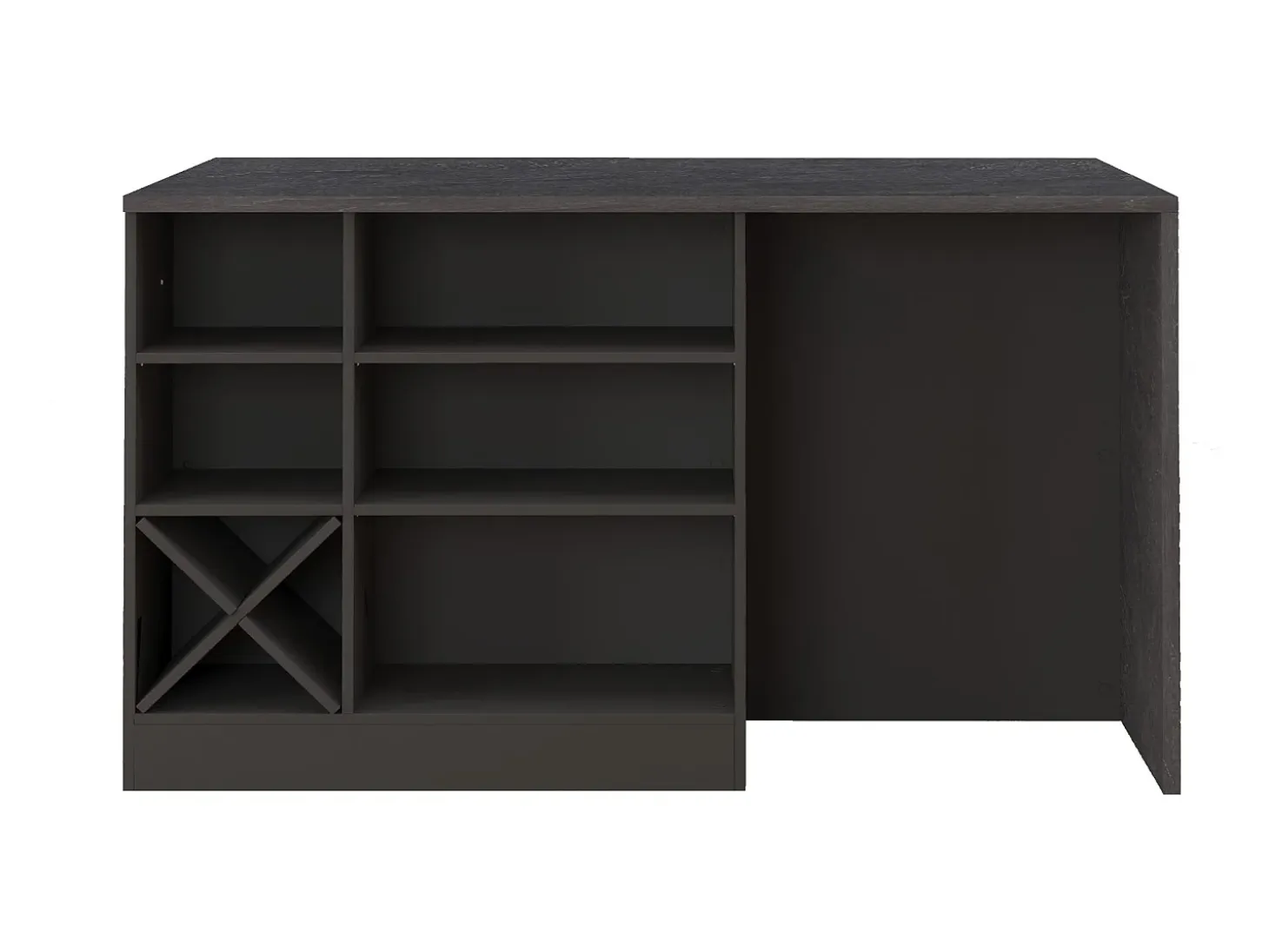 Isla de cocina Sole con 1 puerta, 2 cajones y 6 compartimentos, color antracita mate/report 153x90x91 cm