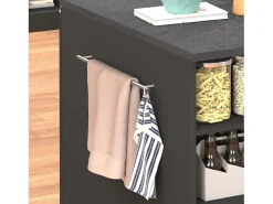 Isla de cocina Sole con 1 puerta, 2 cajones y 6 compartimentos, color antracita mate/report 153x90x91 cm