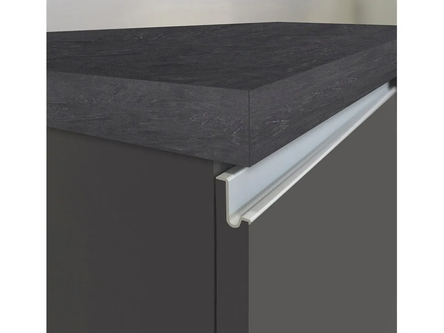 Isla de cocina Sole con 1 puerta, 2 cajones y 6 compartimentos, color antracita mate/report 153x90x91 cm