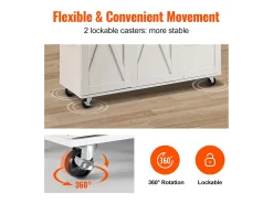 Isla de Cocina, SucceBuy Carrito de Cocina de 115 cm con Ruedas, Armario de Almacenamiento con Cajón y Estante