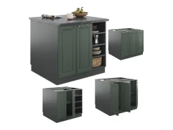 Isla de cocina verde-dorado casa de campo/antracita 90x60x82 fame-line