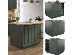 Isla de cocina verde-dorado casa de campo/antracita 90x60x82 fame-line
