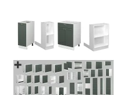 Isla de cocina verde-dorado casa de campo/blanco 90x60x82 fame-line