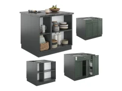 Isla de cocina verde-dorado casa de campo/antracita 90x60x82 fame-line