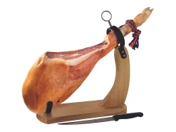 Jamonero con cuchillo marrón claro 35,5x38x14,5 cm