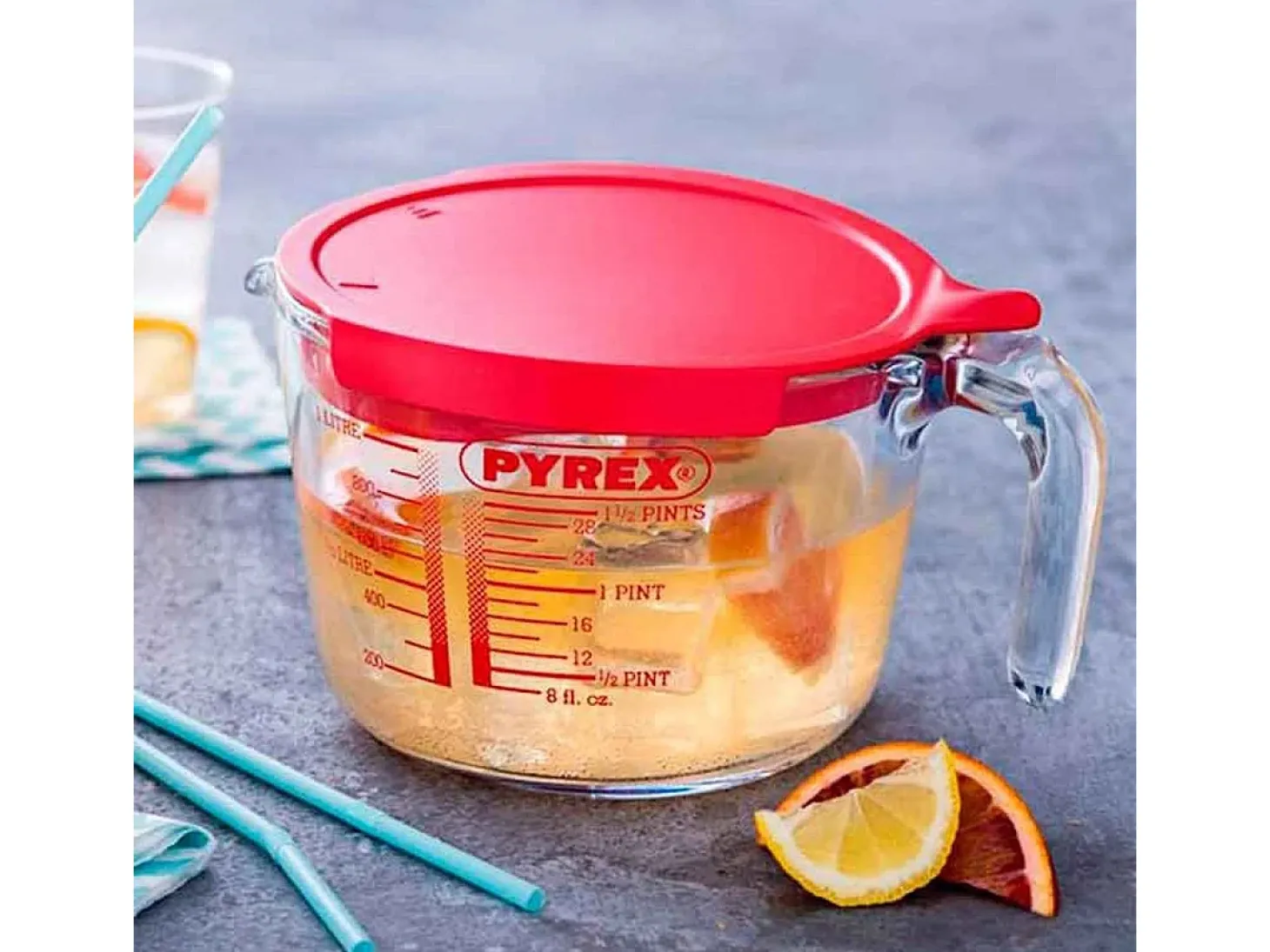Jarra medidora Classic Pyrex con tapa 1L vidrio rojo