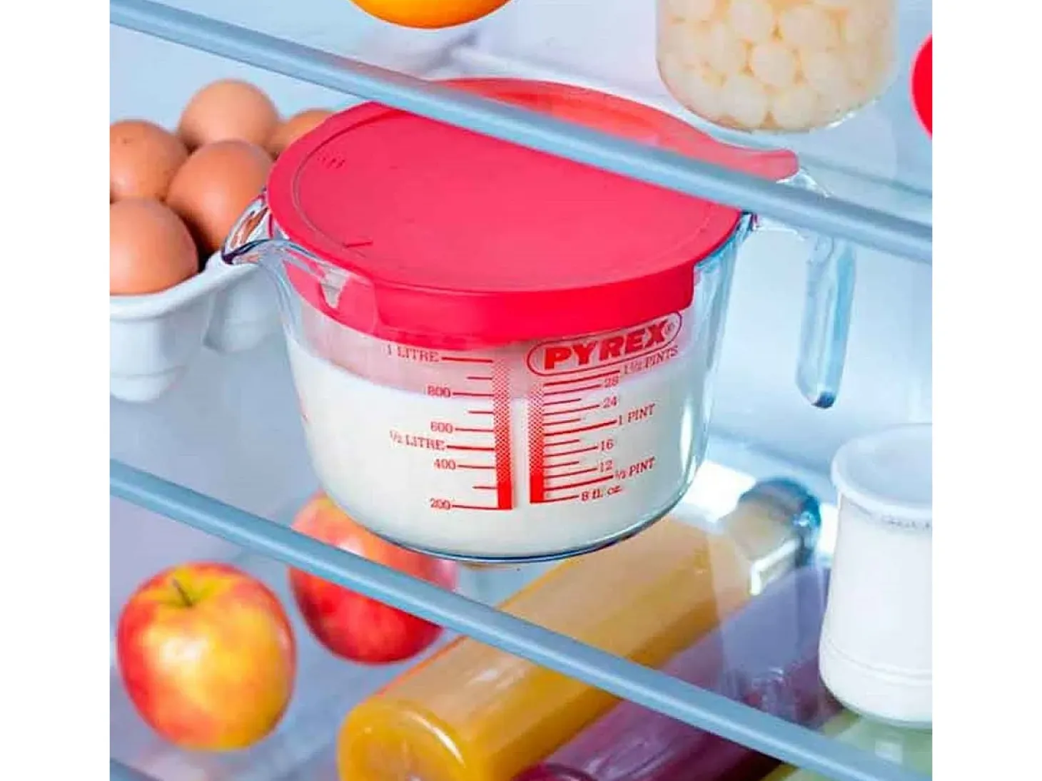 Jarra medidora Classic Pyrex con tapa 1L vidrio rojo