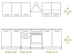 JASPE | Cocina modular + lineal completa L 200 cm 6 piezas | Encimera INCLUIDO | muebles de gabinete de cocina