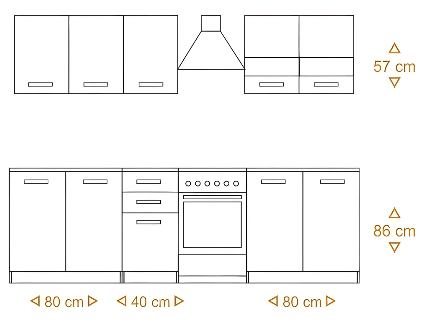 JASPE | Cocina modular + lineal completa L 200 cm 6 piezas | Encimera INCLUIDO | muebles de gabinete de cocina