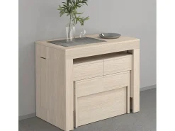 Juego de 2 bancos extensibles 66 - 290 cm para mesa de comedor Pratika A + B - Olmo