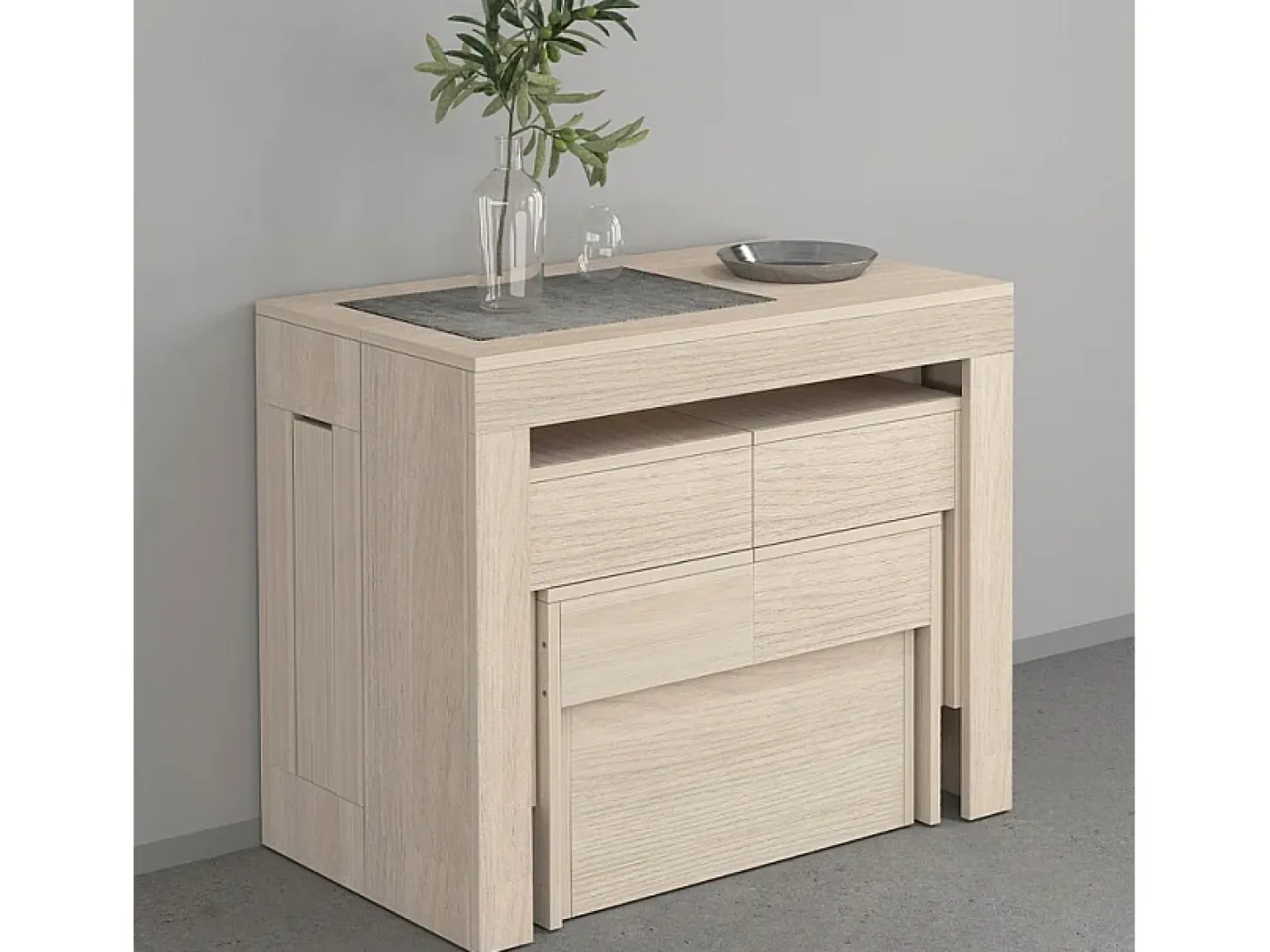 Juego de 2 bancos extensibles 66 - 290 cm para mesa de comedor Pratika A + B - Olmo