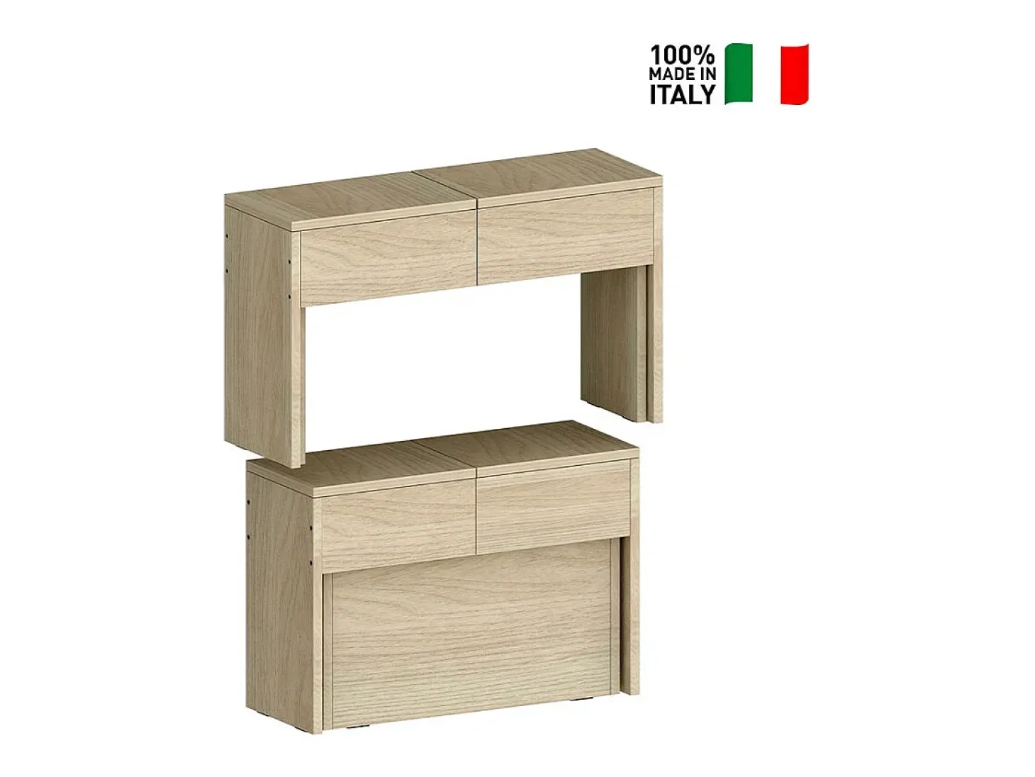 Juego de 2 bancos extensibles 66 - 290 cm para mesa de comedor Pratika A + B - Olmo