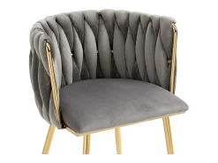 Juego de 2 Silla en terciopelo gris - patas de metal con patines antideslizantes - 54x52x72cm