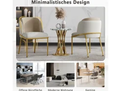 Juego de 2 sillas - 55 x 55 x 85 cm - Patas basculantes ajustables - Metal + Polipiel - Beige