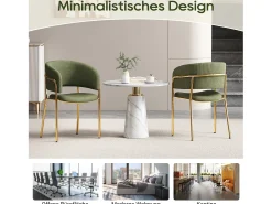 Juego de 4 sillas - 55 x 55 x 80 cm - patas ajustables - metal + polipiel - verde