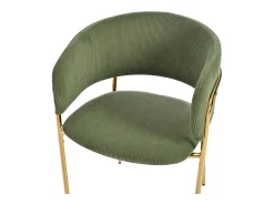 Juego de 2 sillas - 55 x 55 x 80 cm - patas ajustables - metal + polipiel - verde