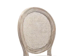 Juego de 2 sillas - Rejilla, tela y madera de hevea - Beige - ANTOINETTE