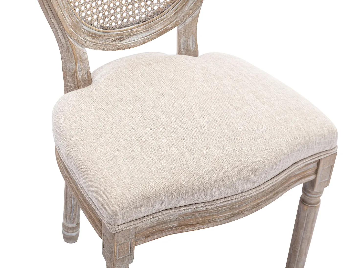 Juego de 2 sillas - Rejilla, tela y madera de hevea - Beige - ANTOINETTE