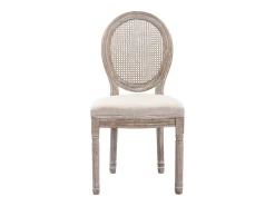Juego de 2 sillas - Rejilla, tela y madera de hevea - Beige - ANTOINETTE