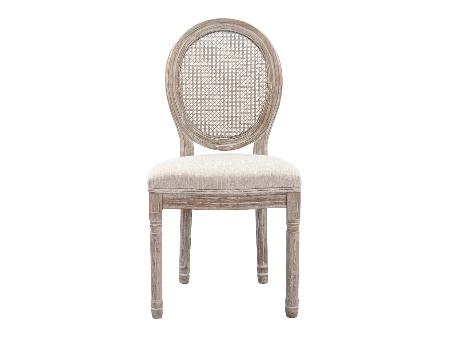 Juego de 2 sillas - Rejilla, tela y madera de hevea - Beige - ANTOINETTE