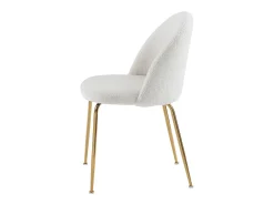 Juego de 2 sillas - Tela bouclette y metal dorado - Blanco. MELBOURNE