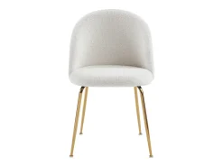 Juego de 2 sillas - Tela bouclette y metal dorado - Blanco. MELBOURNE