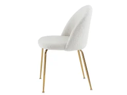 Juego de 6 sillas - Tela bouclette y metal dorado - Blanco. MELBOURNE