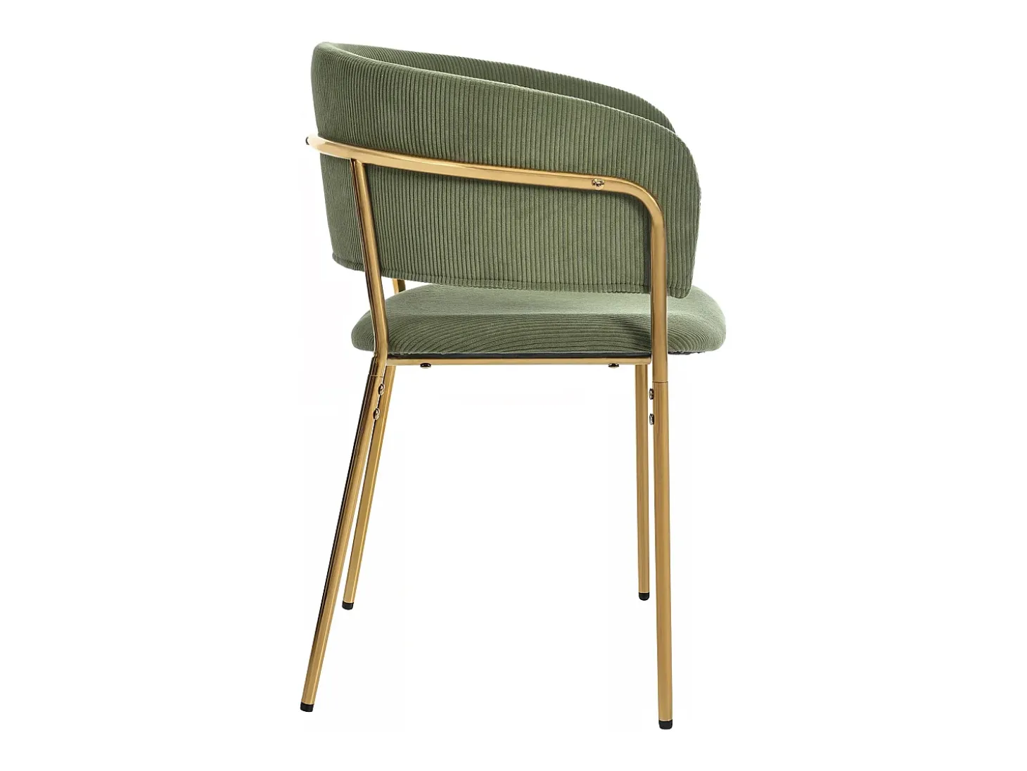 Juego de 2 sillas - tela de terciopelo acanalado - patas de metal - estilo contemporáneo - verde