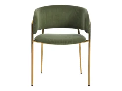 Juego de 2 sillas - tela de terciopelo acanalado - patas de metal - estilo contemporáneo - verde