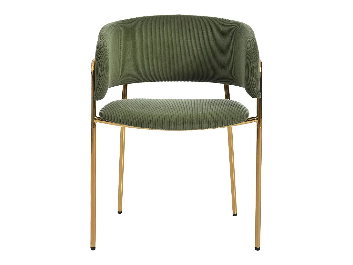 Juego de 2 sillas - tela de terciopelo acanalado - patas de metal - estilo contemporáneo - verde