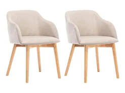 Juego de 2 sillas - Tela y hevea - Beige - JELISA
