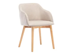 Juego de 2 sillas - Tela y hevea - Beige - JELISA