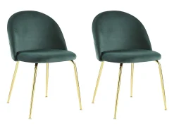 Juego de 2 sillas - Terciopelo y metal dorado - Verde. MELBOURNE