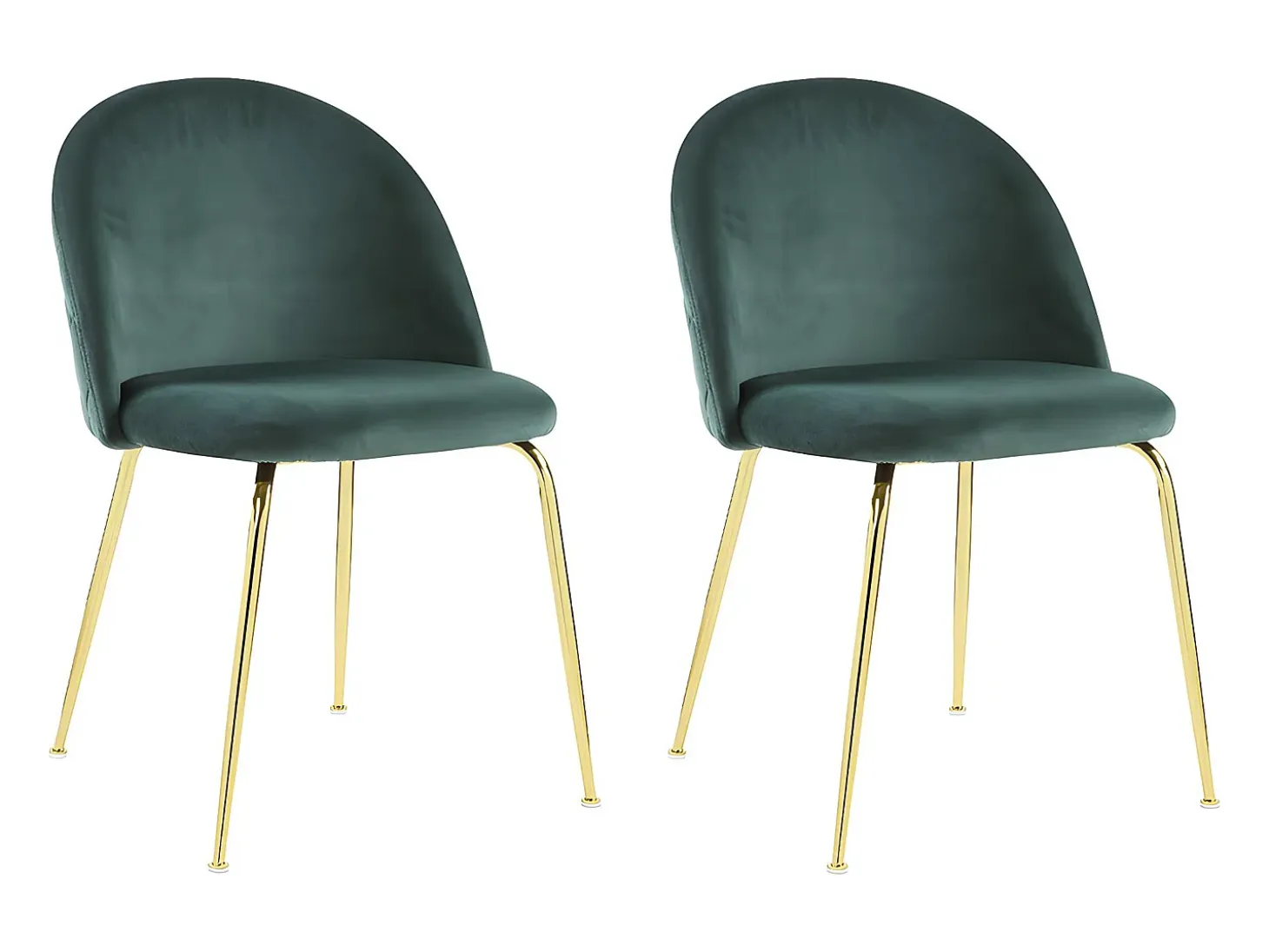 Juego de 2 sillas - Terciopelo y metal dorado - Verde. MELBOURNE