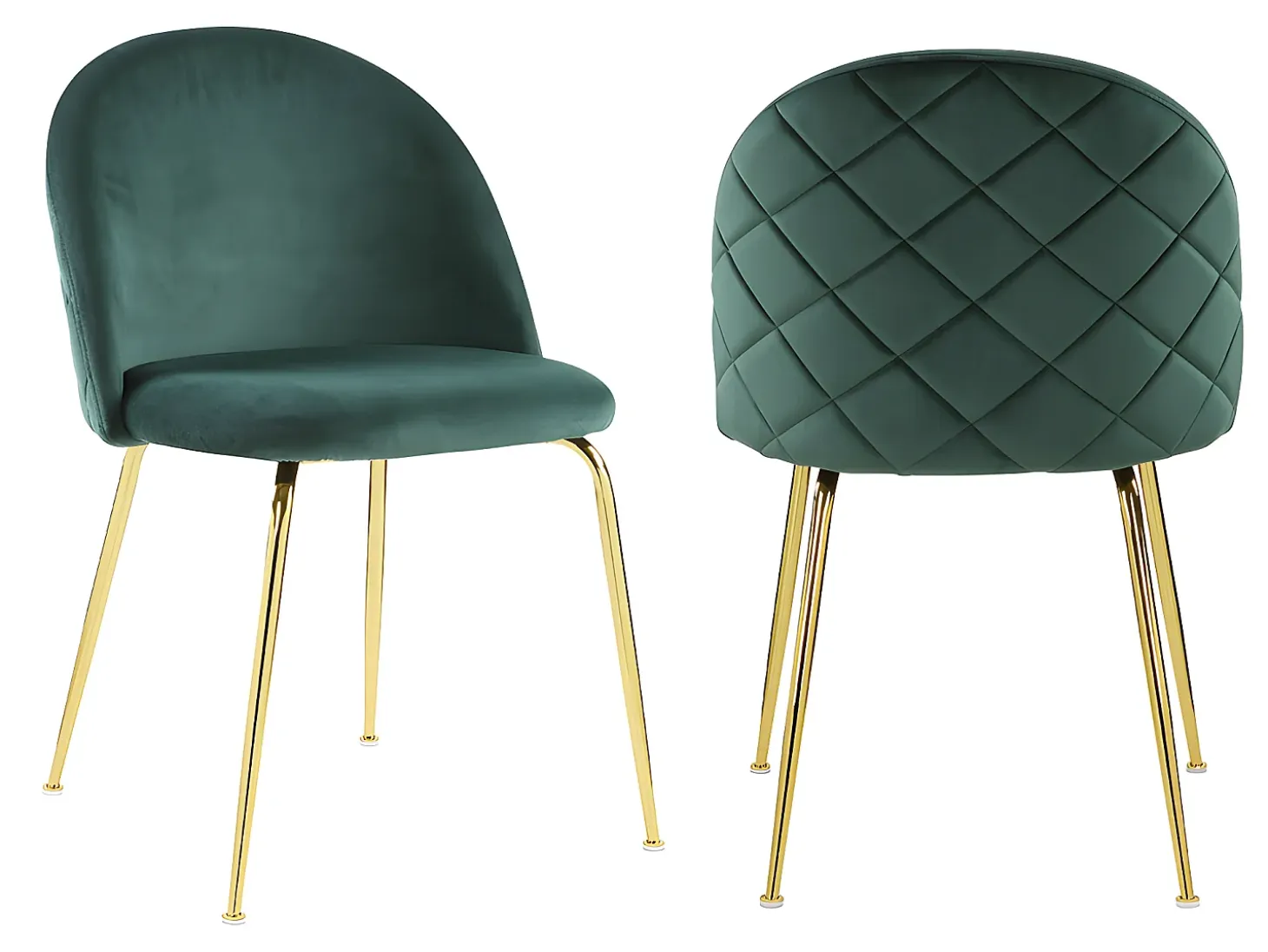 Juego de 2 sillas - Terciopelo y metal dorado - Verde. MELBOURNE