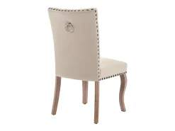 Juego de 6 sillas acolchadas de terciopelo - estructura de madera maciza - beige